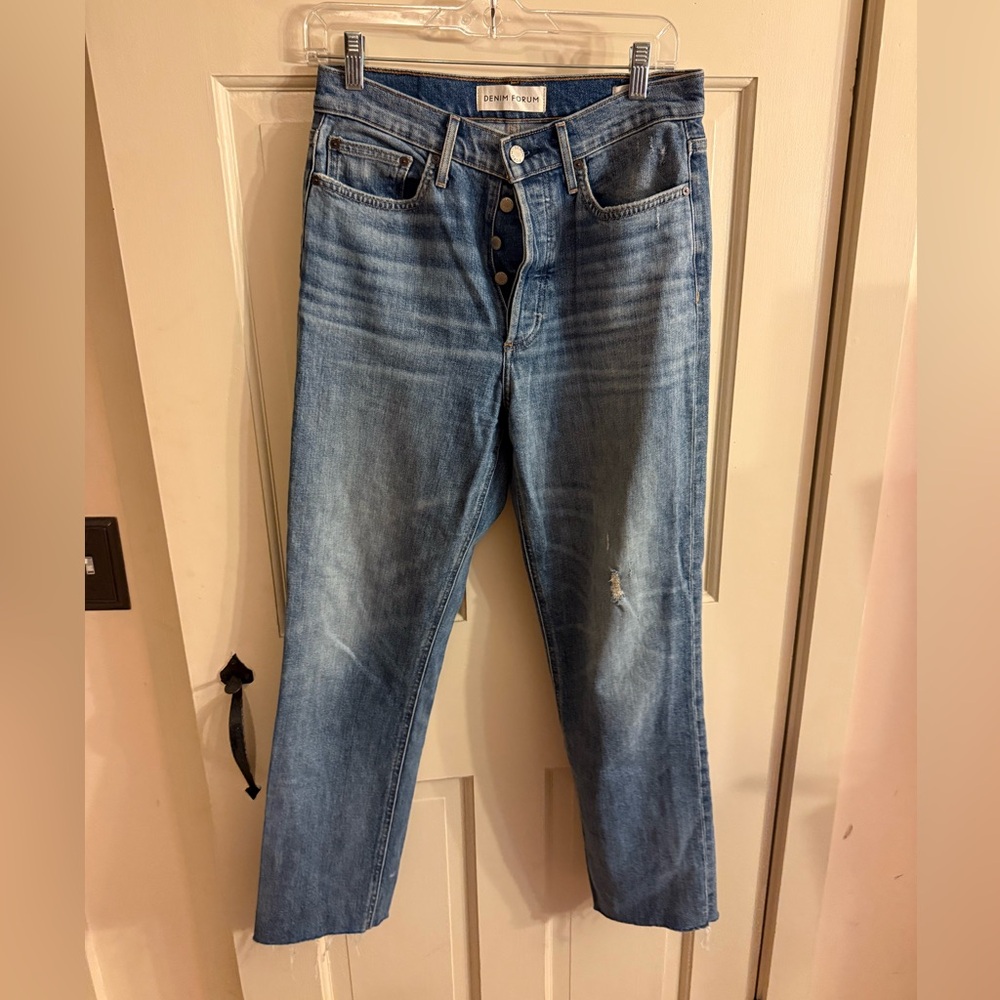Denim Forum Women's Blue Straight Leg Jeans